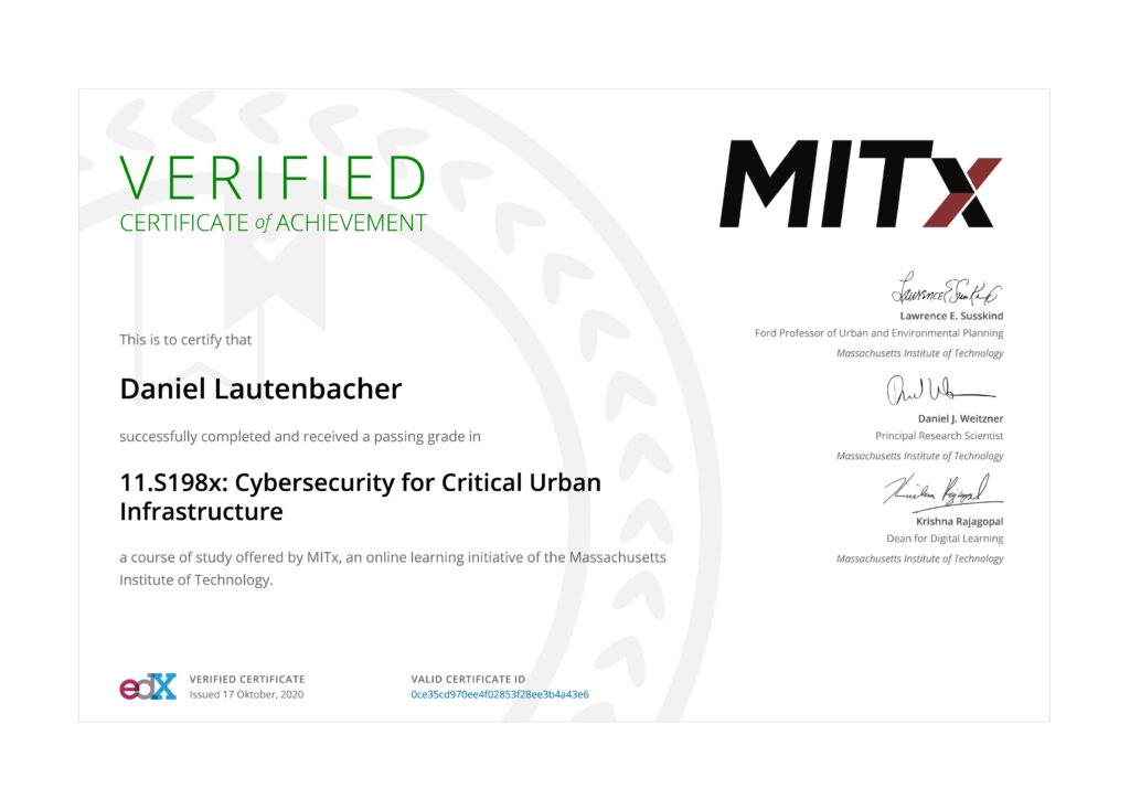 MIT - Cybersecurity for UCIS KRITIS - Critical Urban Infrastructure