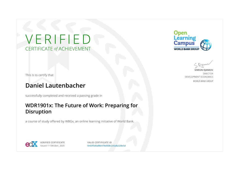 Certificate - World Bank Group - Future of Work
